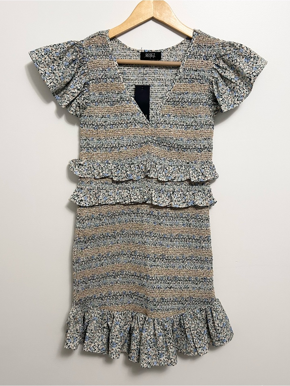 Reset By Jane Smocked Floral Mini Dress S - Picture 2 of 9